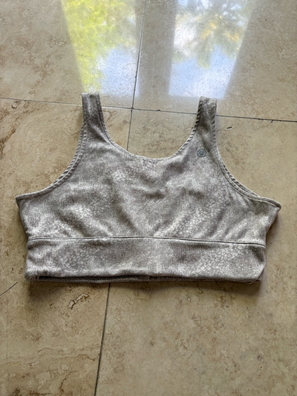 Neutral Gray-Patterned Women's Sports Bra Top